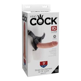 King Cock Strap On Harness w/9 Cock - Flesh