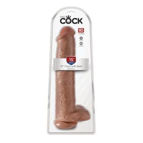 King Cock 15in Cock with Balls - Tan