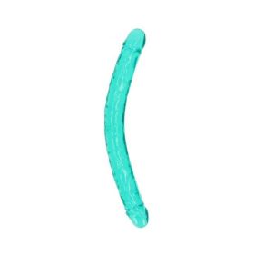 Realrock Crystal Clear Double Dong 18 In. Dual-ended Dildo Turquoise