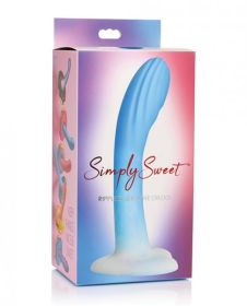 Curve Toys Simply Sweet 7" Rippled Silicone Dildo - Blue/white